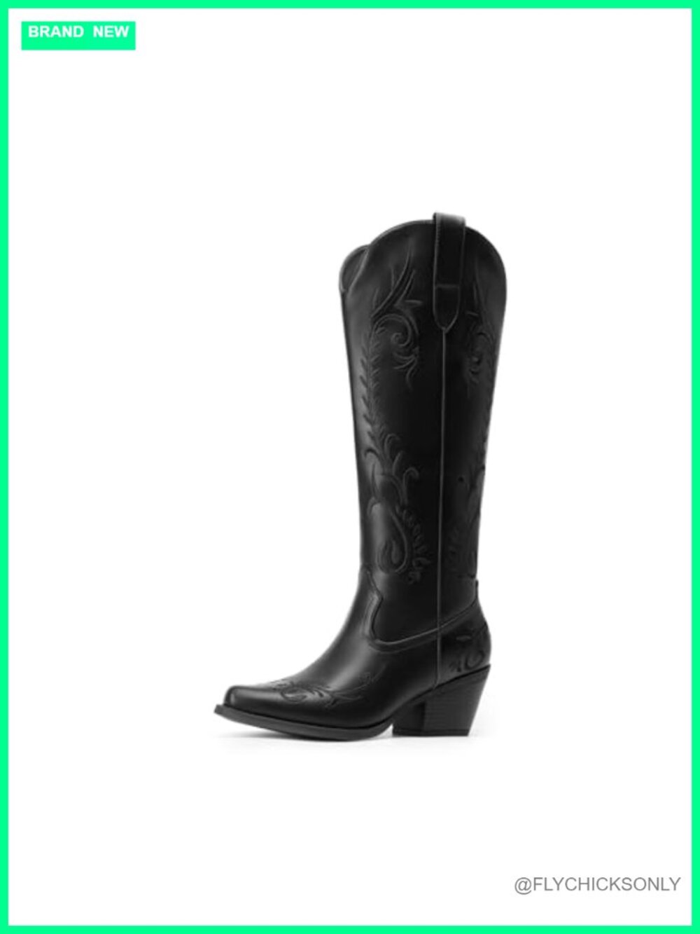 Knee High Cowboy Boots Square Toe Embroidered Comfortable Western Boots with